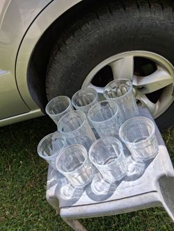 Vintage lot of nine clear glass drinking glasses luminarc working clear glass set