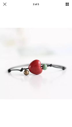 Red Heart Leather Anklet