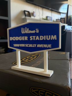 Dodger Stadium Sign  , 3D print, Blue and white