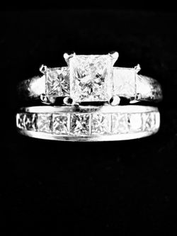 Diamond Bridal Engagement Wedding Ring Set Men’s And Women’s