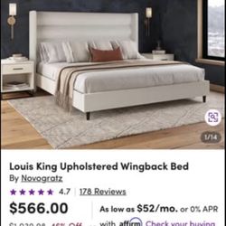 King size NEW Bed Frame Unholstered Wingback 