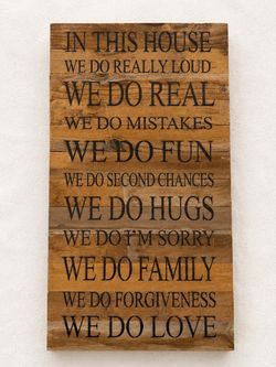 Large Rustic “In This House” Family Wood Wall Sign