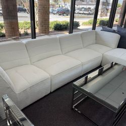 Modular Sectional With Faux Sheep Skin Trendy Textured Upholstery On Promotion