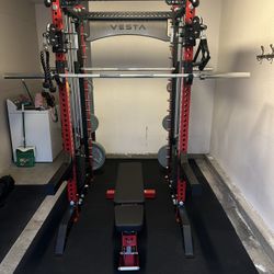 Vesta Fitness PRO SERIES Ultimate Half Rack Functional Trainer w/Smith Machine Bar | 320lb Stack | Gym Equipment | Fitness | Commercial | Squat Rack 