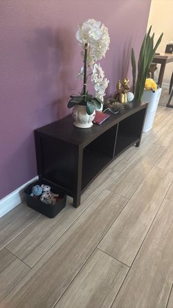3-Piece Dark Wooden Stands and Long Shelf