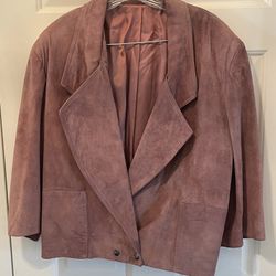 VTG Mauve 80s leather suede jacket size 12- Canadian Union Made
