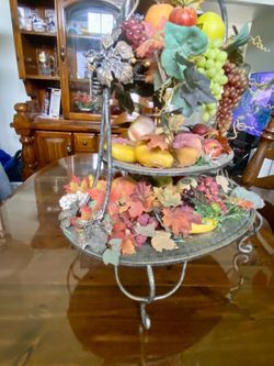 Styling faux fruits in a 3-tier tray  -$20