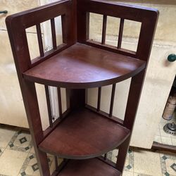 Mission Style 3 Tier Folding Corner Shelf