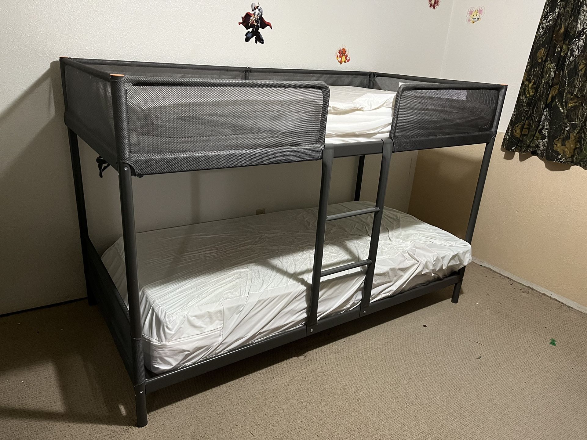 Ikea Metal Twin Bunk beds With Mattresses