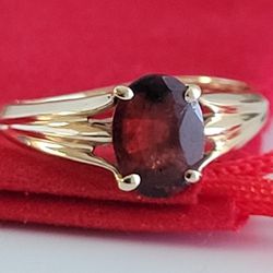 ❤️14k Size 6.75 Vintage Solid Yellow Gold Garnet Gemstone Ring!/ Anillo de Oro con Garnet!👌🎁Post Tags: Anillo de Oro