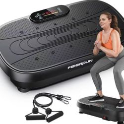 FEIERDUN Vibration Plate Exercise Machine for Whole Body, Lymphatic Drainage, Muscle Toning - Power Plate With Resistance Bands for Wellness and Fitne