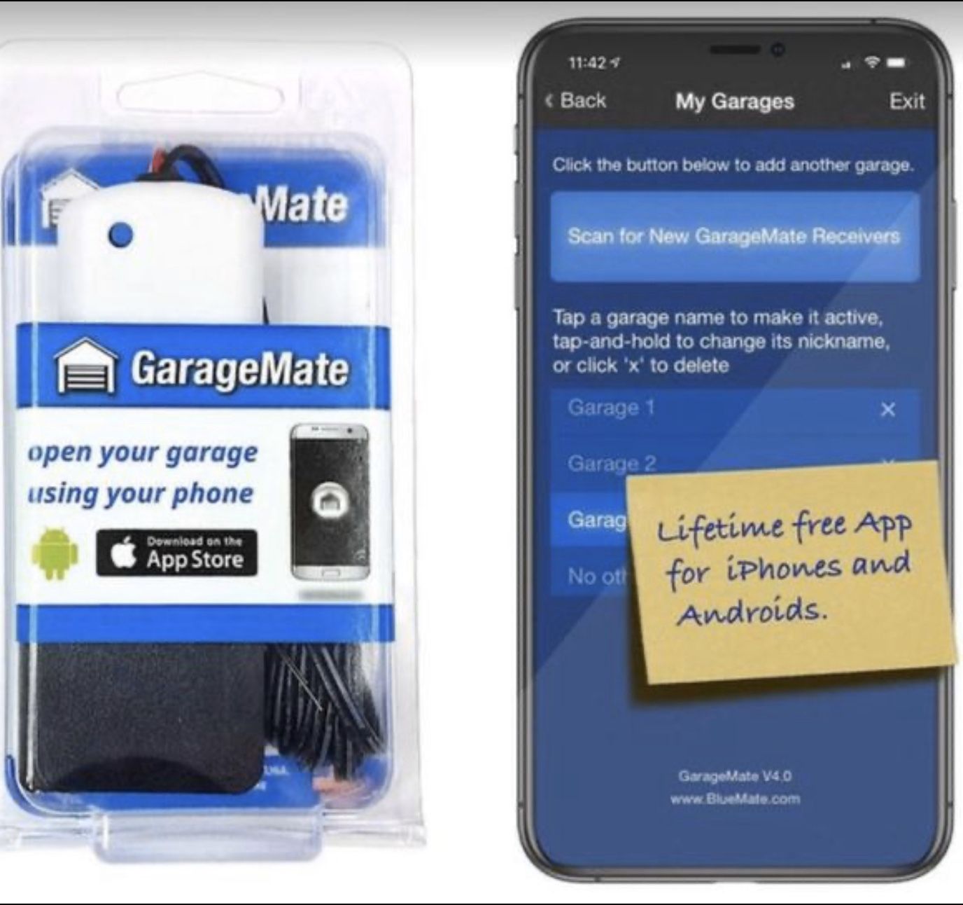 Smart garage door opener with app