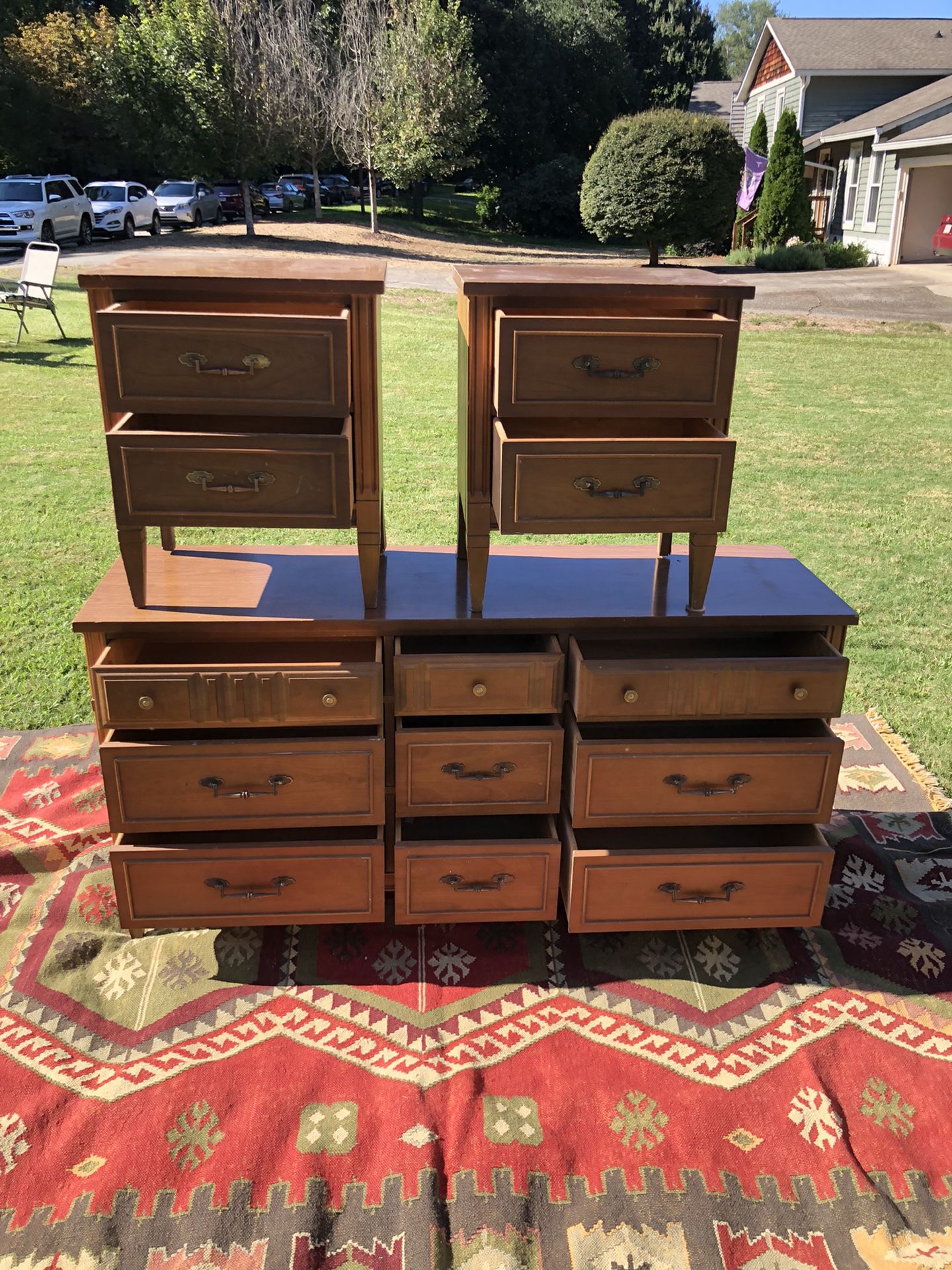 Mid Centry dresser and two nightstands