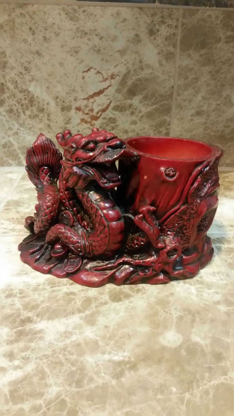 Chinese Red Dragon Large-sized figurine planter