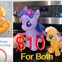 $10 Bundle of 2 of My Little Ponny Plushies one Brand new applejacks with Tag & Friend