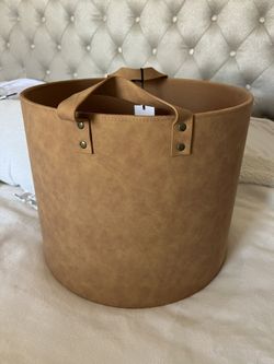 Large Faux Leather Storage Bin Camel Brown - Hearth & Hand retails $50!