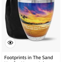 Footprints in The Sand Urn for Human Ashes 