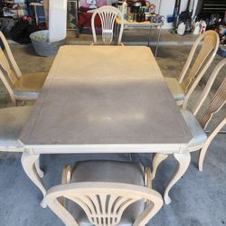 Whitewashed Kitchen Table With 6 Chairs