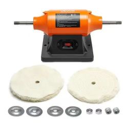 3/4HP Bench Buffer Polisher, 8-inch Bench Polishing Buffing Machine, 3450RPM Single Speed Benchtop Polisher with 2PCS Cloth Wheels & Cast Iron Base fo