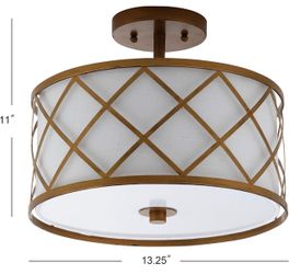 JONATHAN Y Elizabeth Flush Mount, 2-Light, 13.25", Gold/White