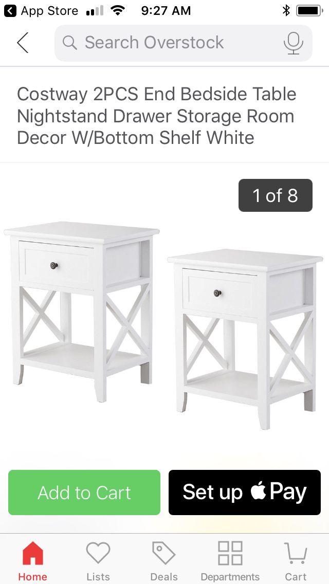 white bedside tables