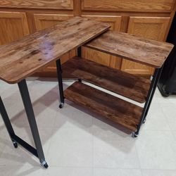 Weisser 360* Rotating Side Table 2 Tier Rustic Brown