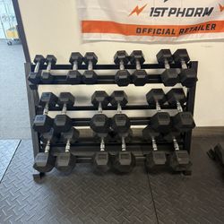 Brand New 5–50 lb Dumbbell Set + Rack – Heavy Duty 