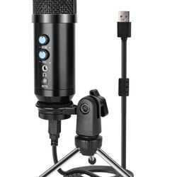 USB Microphone, Metal Condenser Recording Microphone for Laptop MAC or Windows Cardioid Studio Recording Vocals, Voice Overs,Streaming Broadcast and Y
