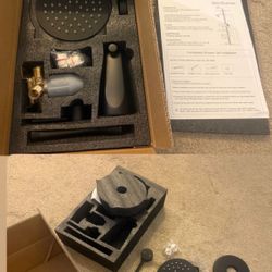 Black Tub Shower Faucet Set Complete with 8-Inch Rainfall Shower Head and Tub Spout Included Shower Valve Tub Shower Trim Kit Matte Black  New sealed 