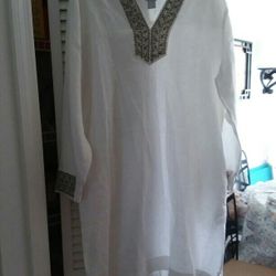 Chico's White Linen Shift Dress (size 16/18)