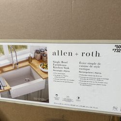 Allen + Roth Apron Front 33x22 White Granite Farmhouse Single Bowl Kitchen Sink