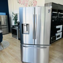 Samsung 23 cu. ft. 3-Door French Door, Counter Depth Refrigerator with CoolSelect Pantry in Stainless Steel
