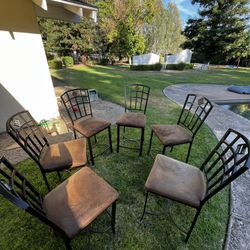 Six Tall Upholstered Dining Chairs