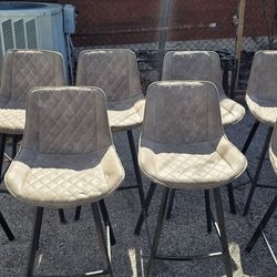8 METAL AND MICROFIBER BAR STOOLS