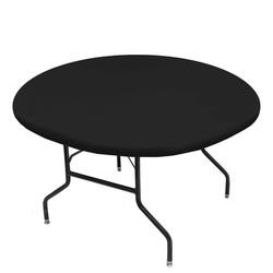 Black Fitted Table Cover For Round Tables, Water Resistant, Windproof Table Protector For Dining Room Table - Machine Washable Table Cover Protector -