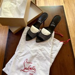 Christian Louboutin Apostropha Black Mesh and Strass