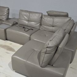 5 Piece Leather Sectional Couch With Recliner