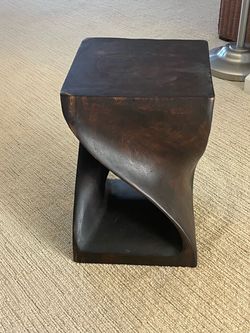 Hand Carved Monkey Pod Wood side table