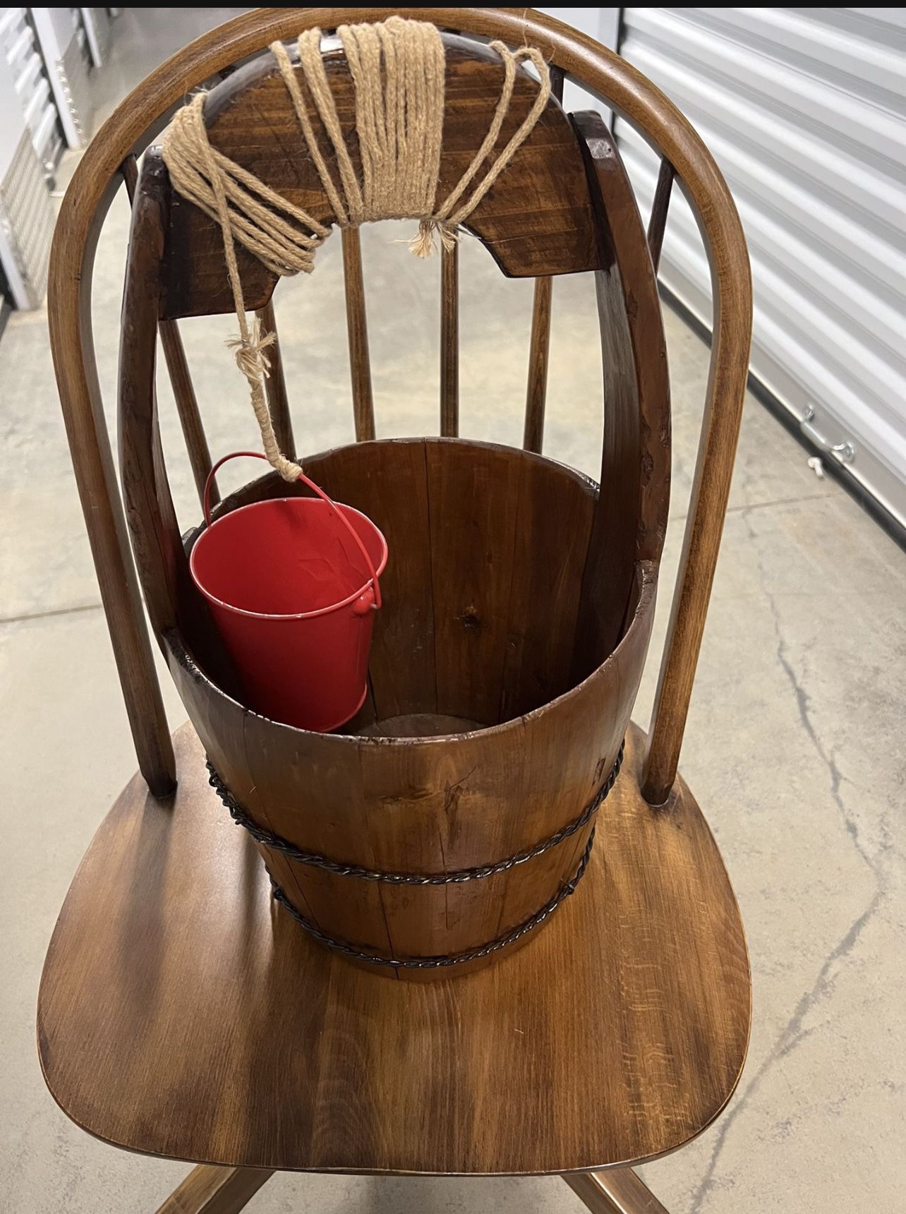 Wood Water Bucket Decorative 