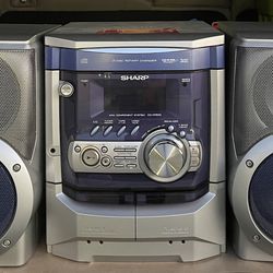 Sharp 300-Watt Stereo Shelf System CD AM/FM - 3-CD Changer - 2 CASSETTE Decks 