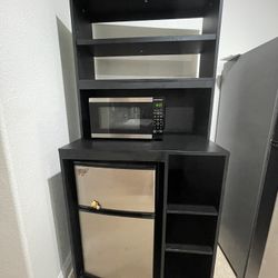 Fridge Microwave And Black Cabinet 