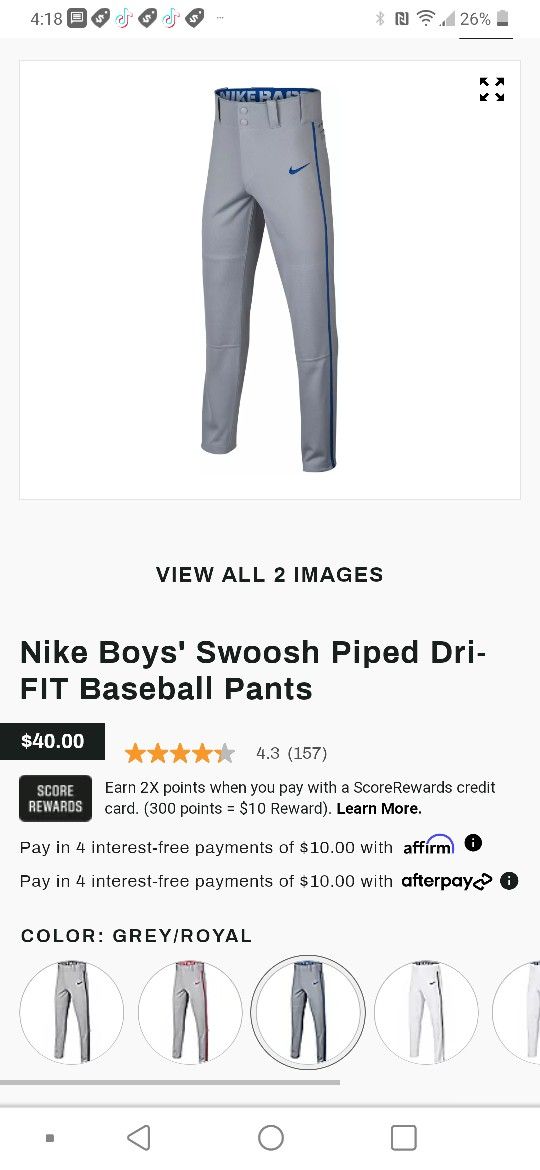 Alleson Athletic Boys Gray & Red Pinstripe Baseball Pants (L) for Sale in  Andover, MN - OfferUp