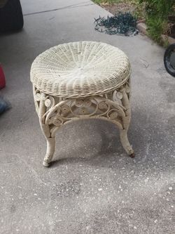 Antique stool/footrest wicker excellent condition
