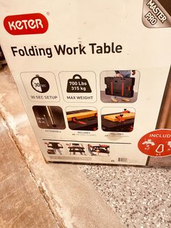 Keter Folding Work Table, in box, just dusty
