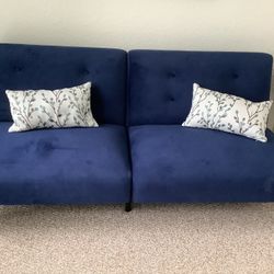 Navy Blue Velvet Futon 