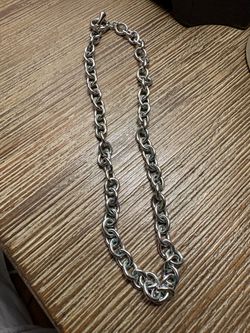 Chunky Silver Cable Chain Necklace with T-Bar Toggle Clasp