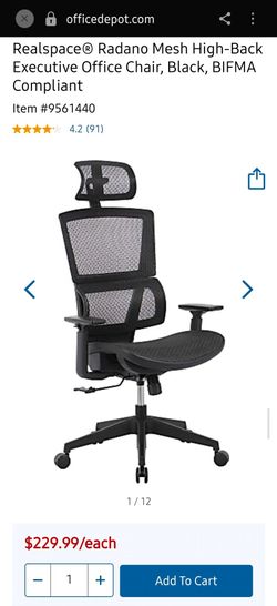 Realspace Radano Mesh High-Back Executive Chair
