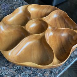 MONKEY POD WOOD PLATTER SERVING DISH VINTAGE LAZY SUSAN WOODEN TRAY BLAIR HAWAII MONKEY POD OBO