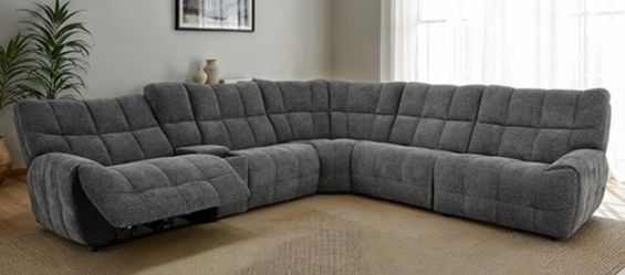 Brand New Dark Grey Super Plush Chenille Power Reclining Sectional Sofa