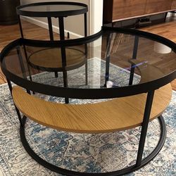 Coffee Table, Nesting Coffee Tables Set of 2, Glass Coffee Table for Living Room Bedroom, Luxurious Modern Living Room Nesting Tables, Center Table fo